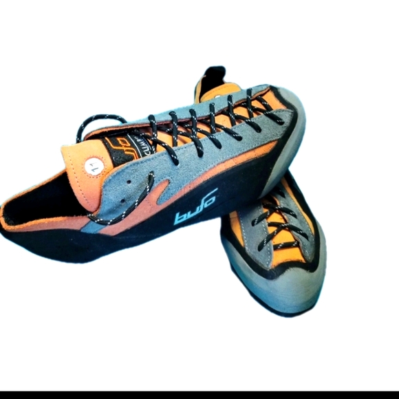 Bufo Climbing Shoes Size 11 EUC Orange Gray Lace-Up Rock Bouldering Gym Gear